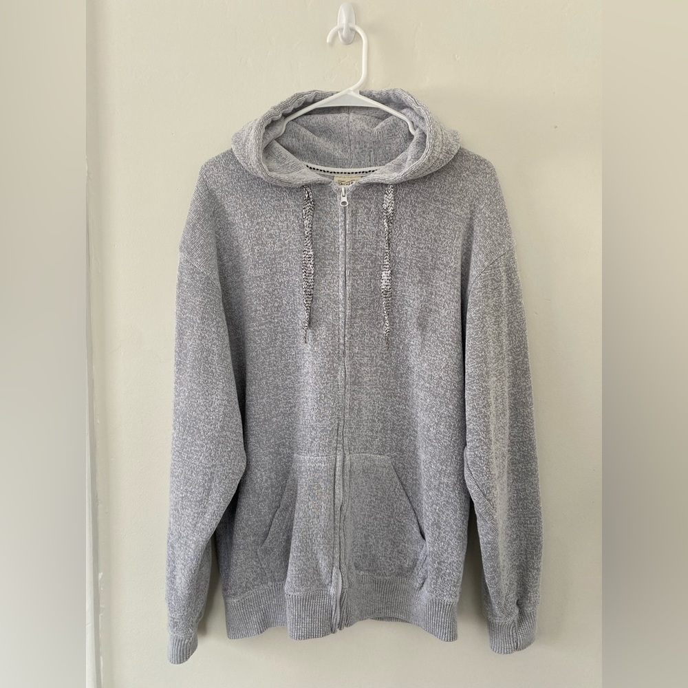 Grey full zip knit hoodie